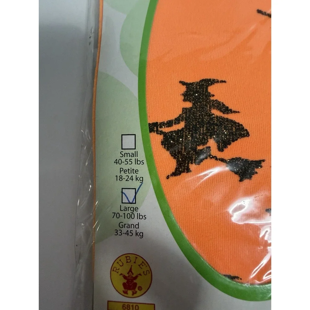 Girls Orange With Black Witches On A Broom Print Tights Size L Halloween H -3